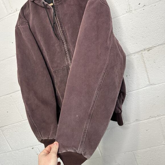 Vintage Carhartt Quilted Hooded Jacket “Burgundy/Wine” J06 - Picture 9 of 13